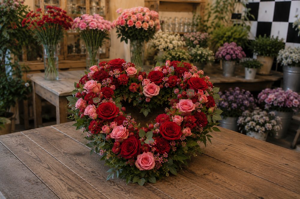 Coeur de fleurs de deuil réalisé par Les Fleurs de Vic, fleuriste à Vic-Fezensac (Gers)